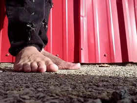Male dirty spit feet