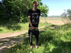 Quick cumshot into the forest /big dick (23cm) / monster cock / cute boy