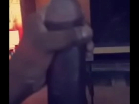 Cjrob stroking his monster black cock