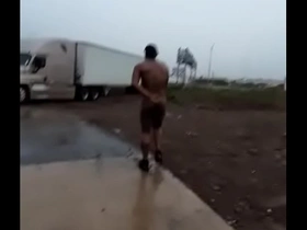 Naked in public, jerking off daylight