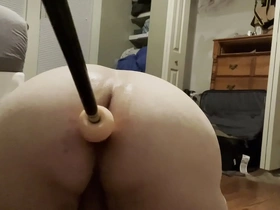 Fat sub playing with his fuck machine