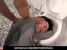 Horny twink teen stepbrothers take break from work to fuck each other bareback