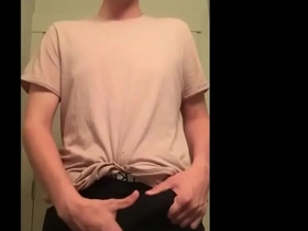 Blonde twink cums & shows off tight hole