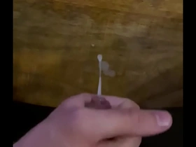 Teen boy cumming thick cum on the table