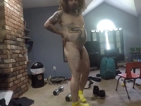 Sexy naked man with long flowing hair