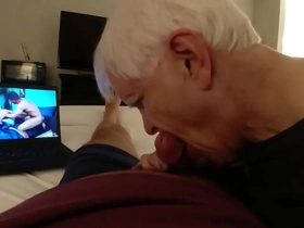 Long sucking session from old horny amputee grandpa - part 1