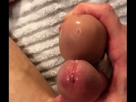 Cum dripping cock frotting with dildo as i ride dildo