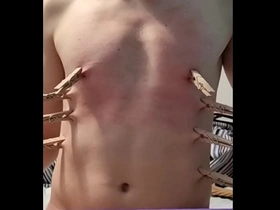 Cute teenage boy gets punished with whips, clamps, buttplug and facial!